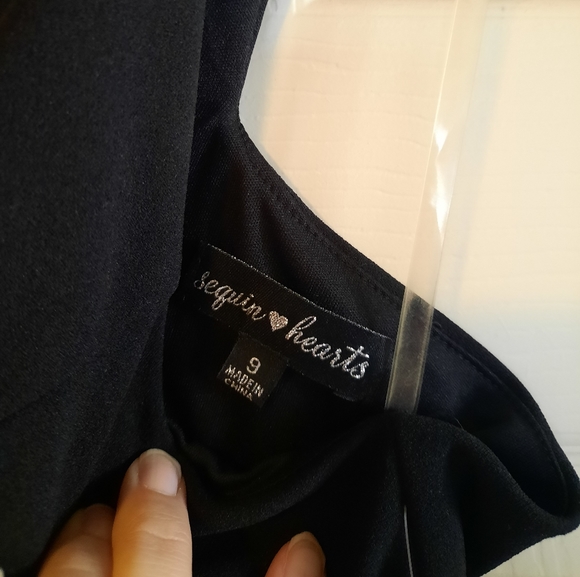 SEQUIN HEARTS Womens Black Stretch Crochet Trim Sleeveless Mini Dress Juniors 9 - Picture 10 of 13